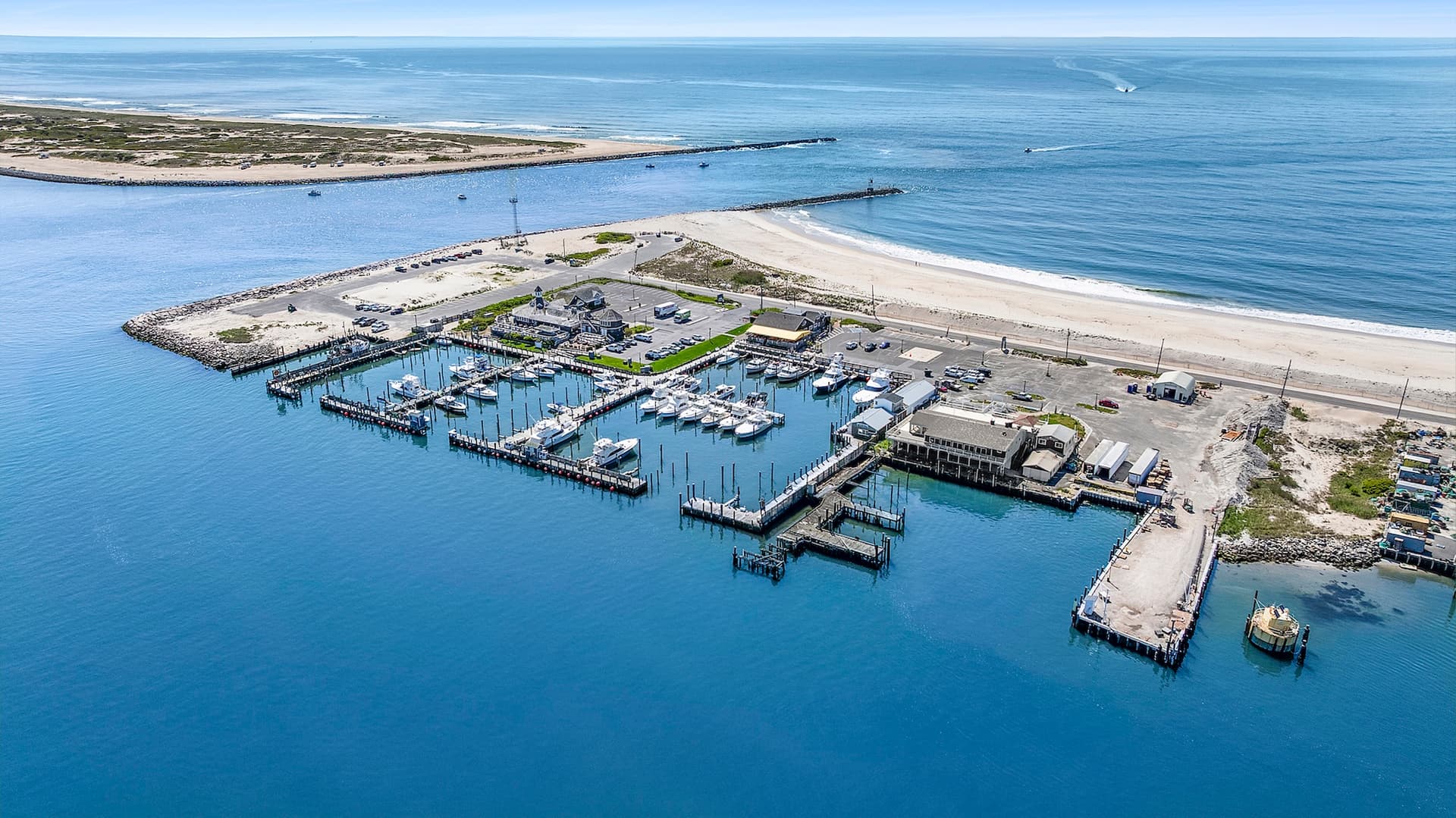 Montauk marina aerial view